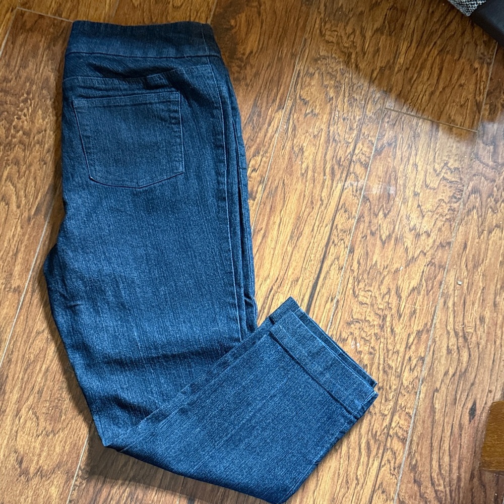 Soft Surroundings Deep Indigo Straight Trouser Crop Jeans Size PM